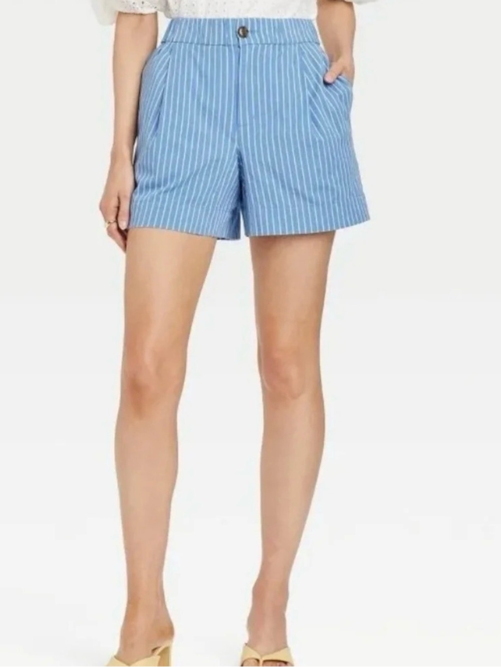 NWT a new day Blue Pinstripe Poplin Pull on Shorts
